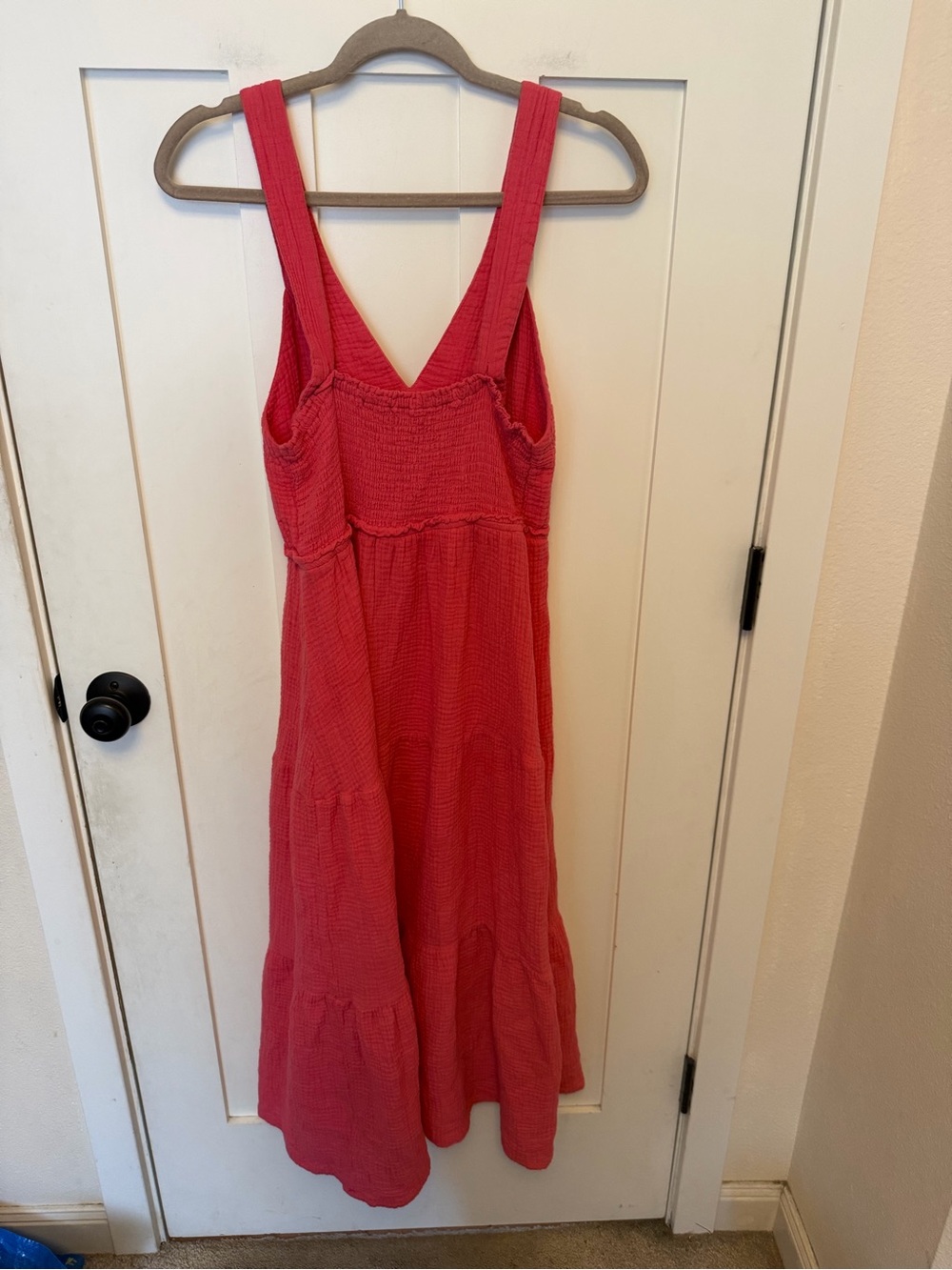 Steve Madden Amira Tiered Cotton Midi Dress Size M Cotton Gauze Pink Sleeveless - Picture 4 of 8